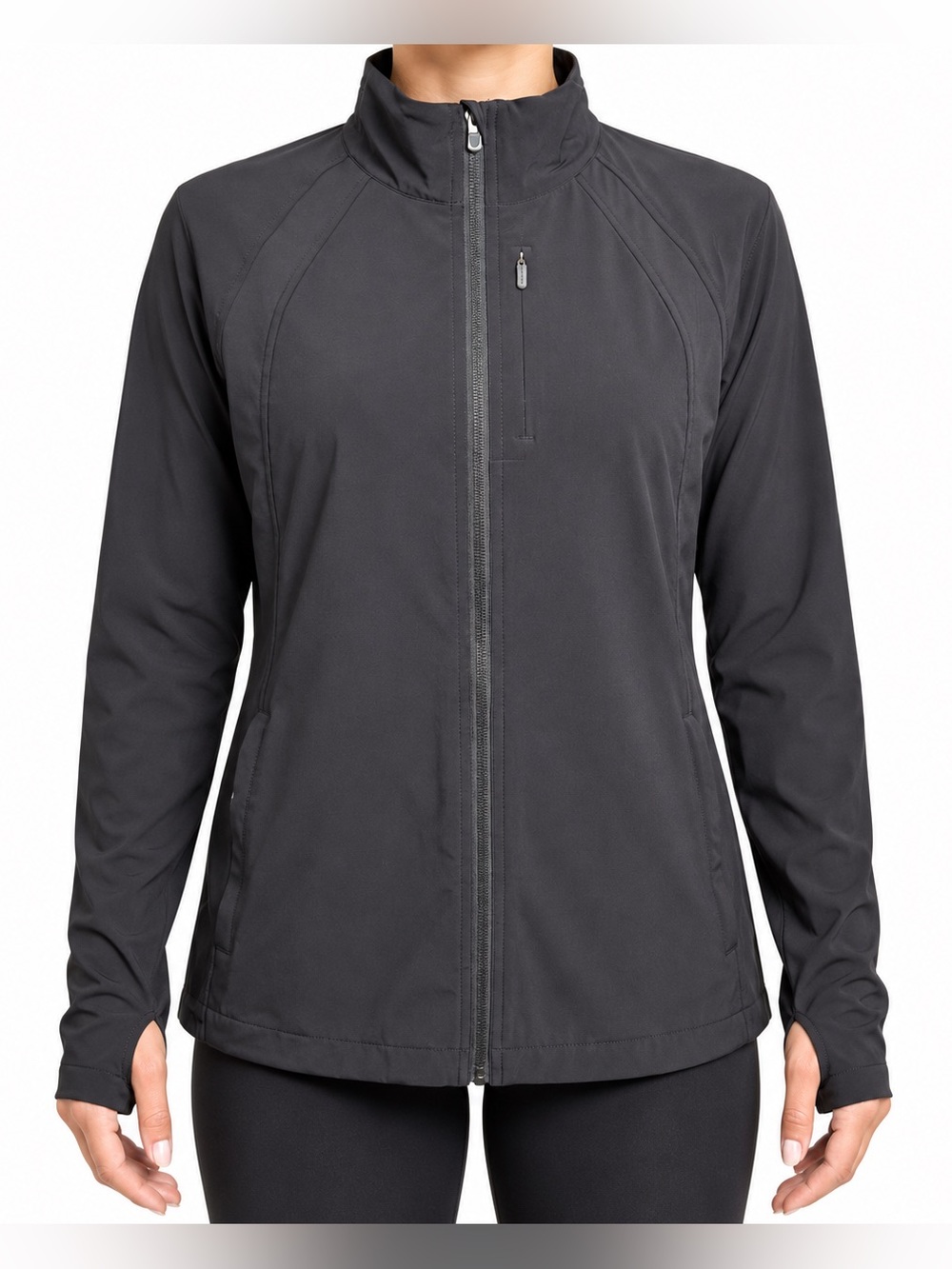 Athleta Run With It Jacket Black Full Zip Lightweight Running Size Medium